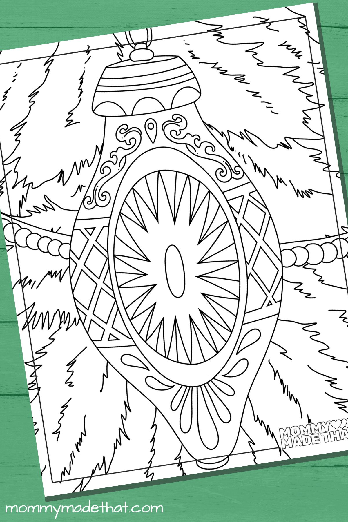 Vintage Christmas ornament coloring page