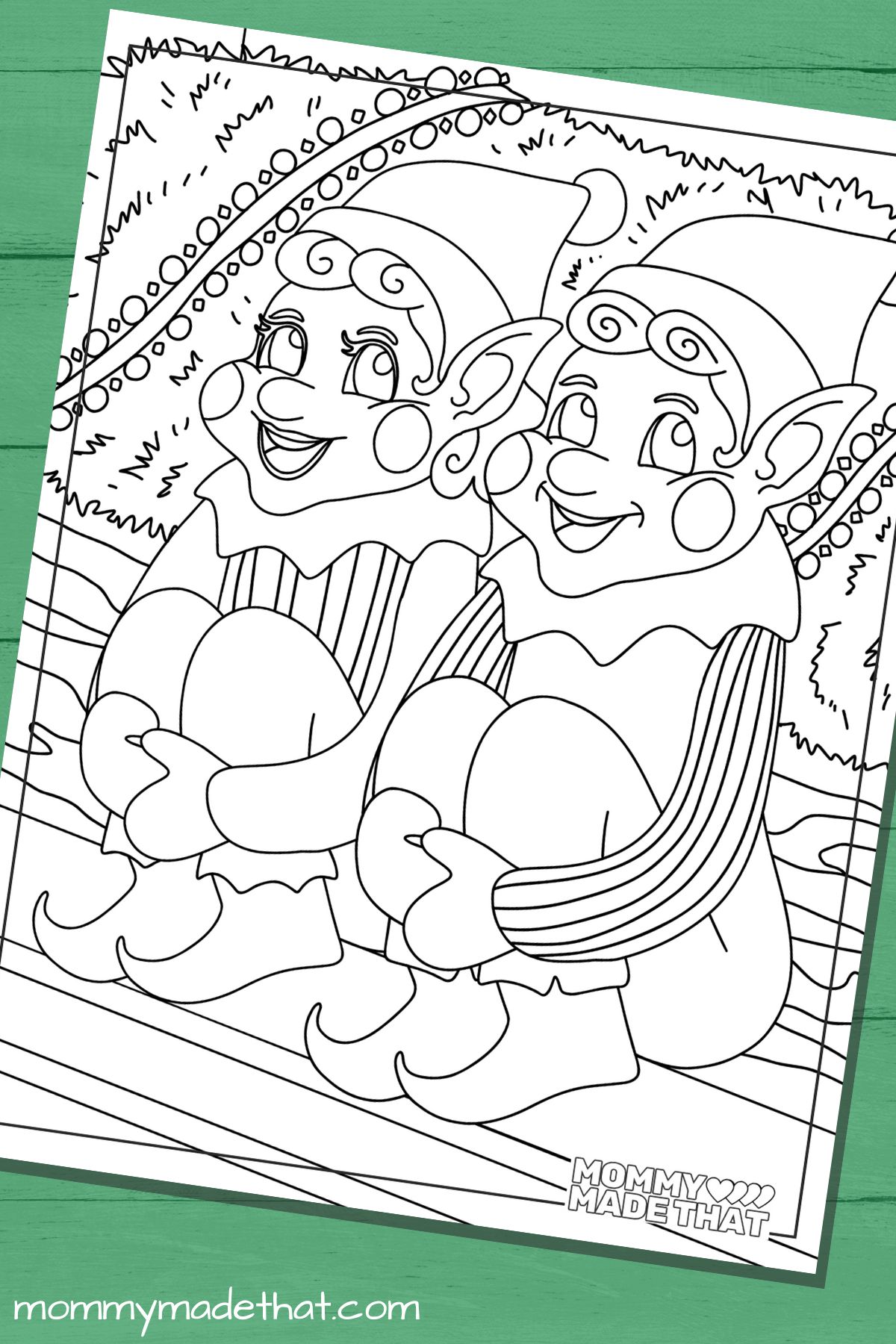 Christmas elf coloring page