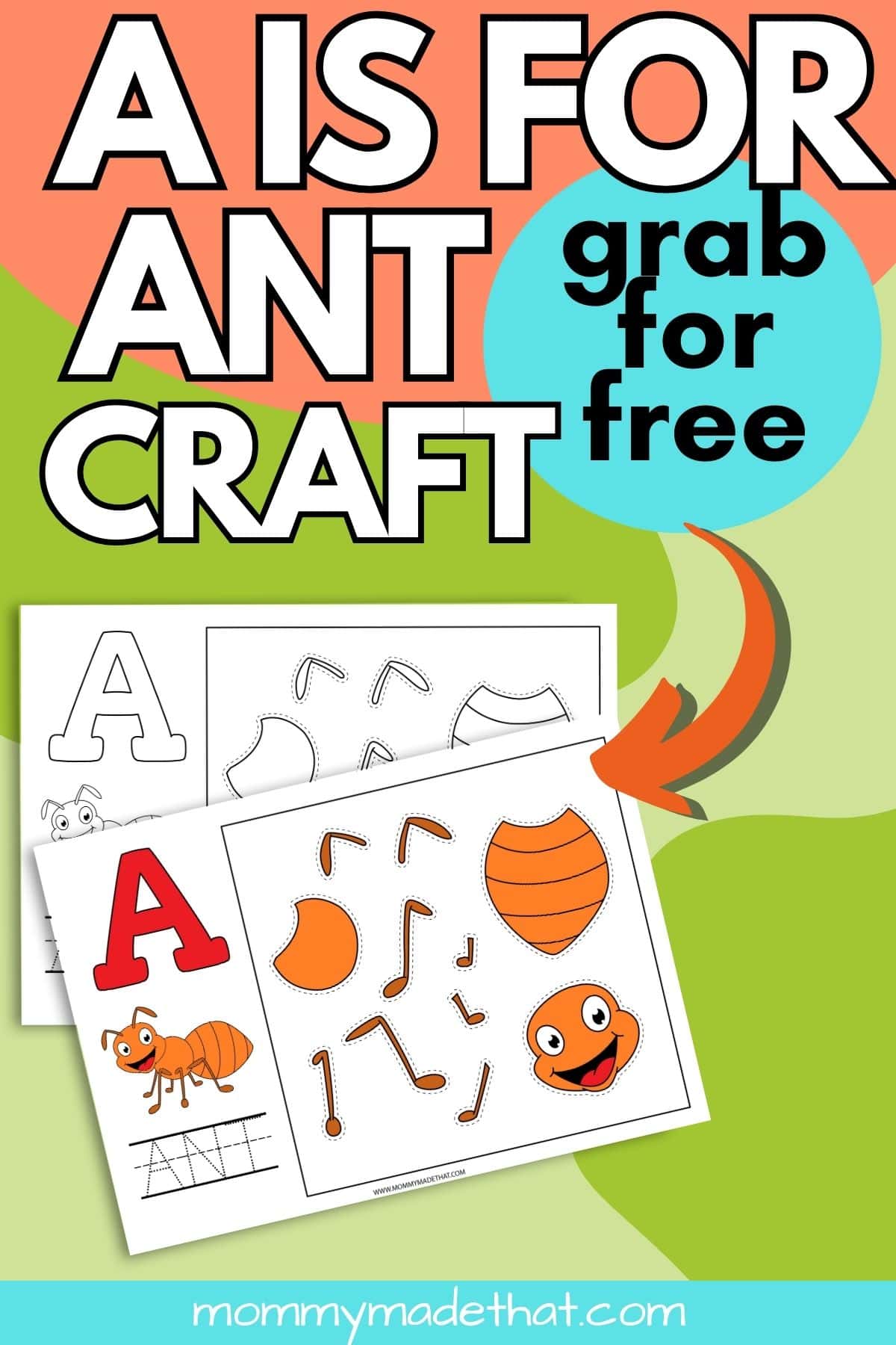 a is for ant craft, a fun and easy alphabet craft for preschoolers and younger kids