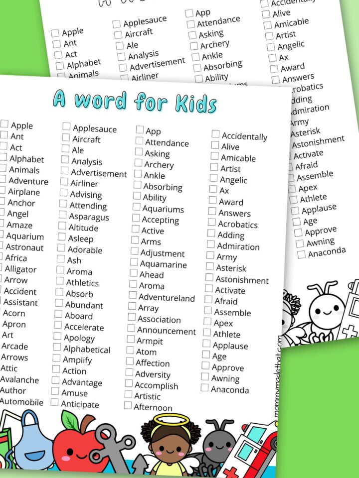 a words for kids
