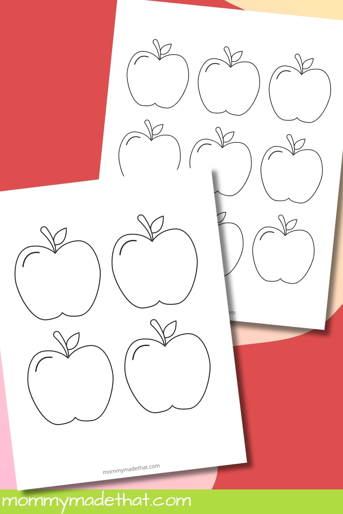 Medium and small apple templates with four and nine apples per sheet