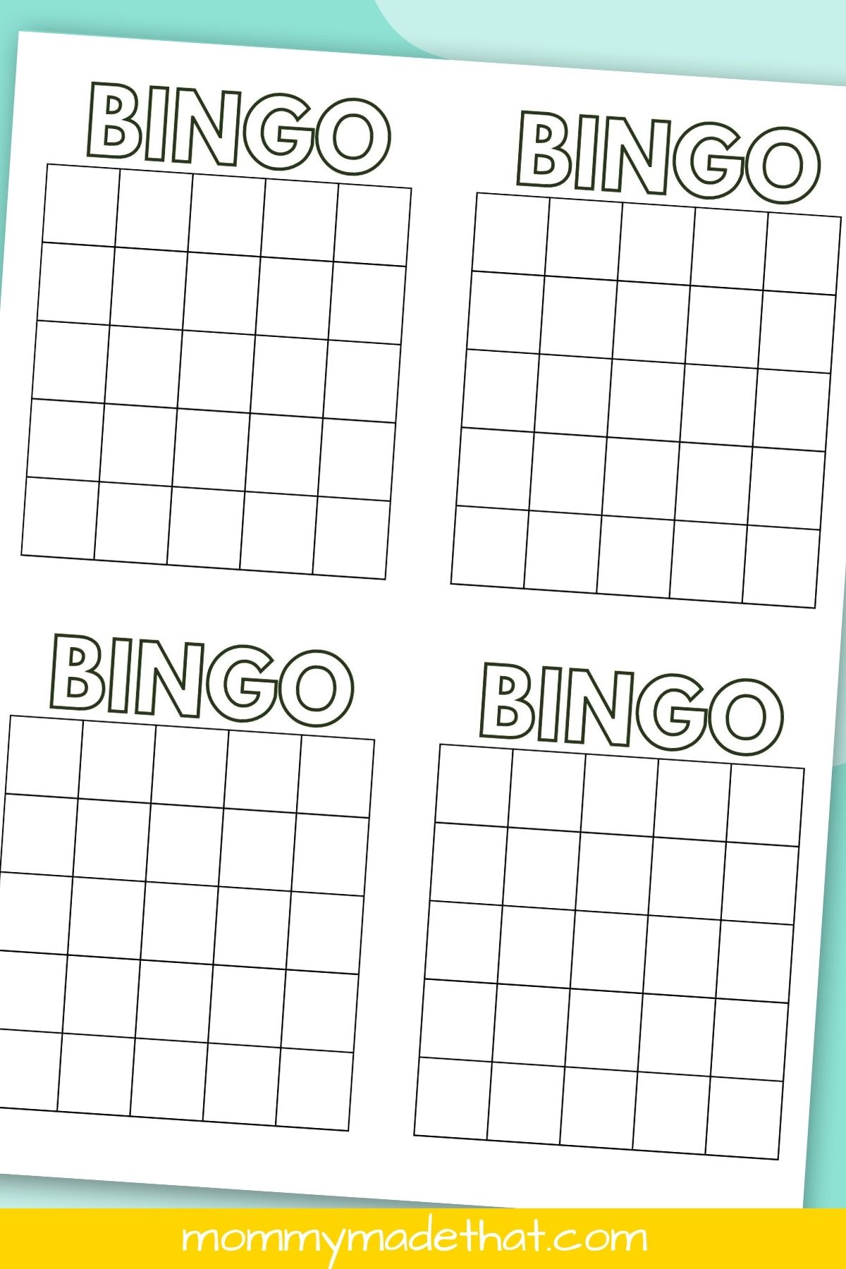 Bingo card template