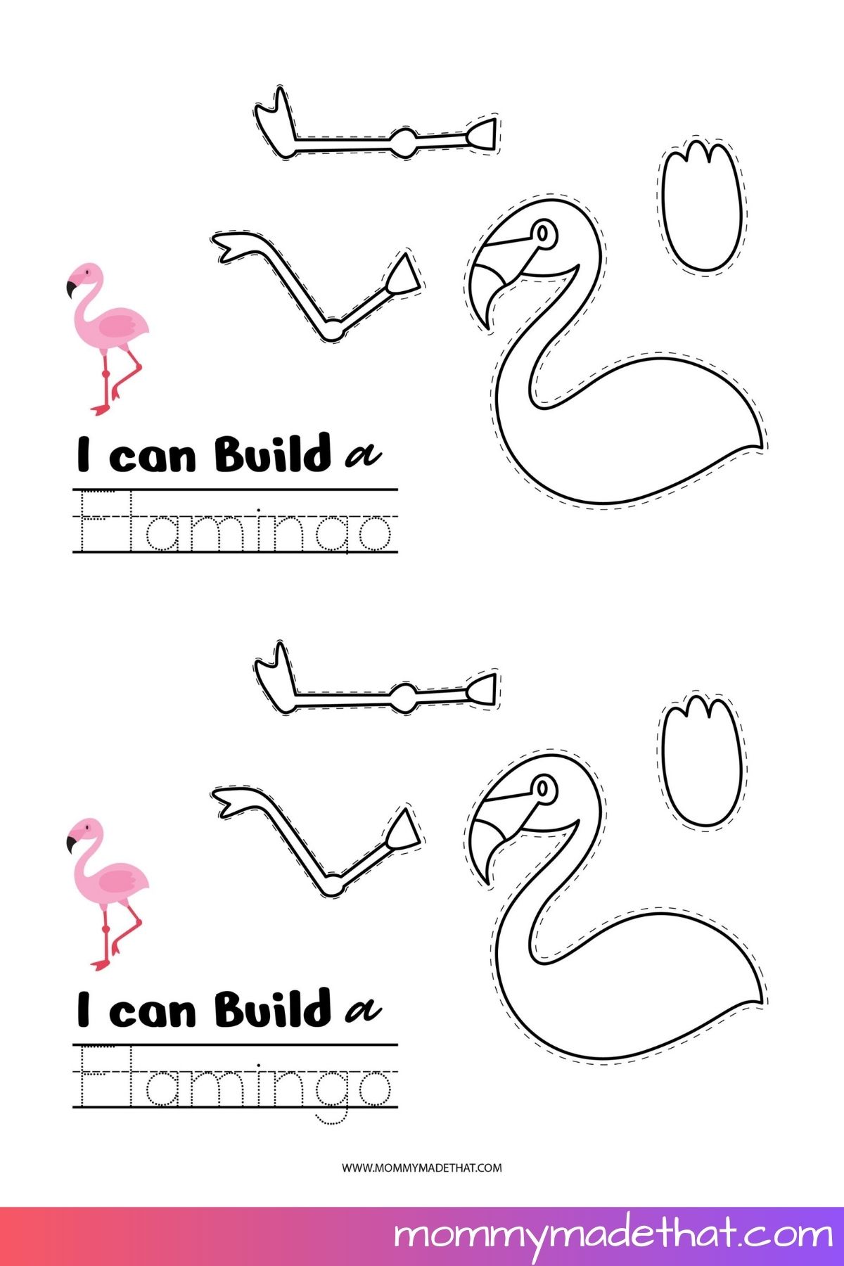 Build a flamingo printable craft.