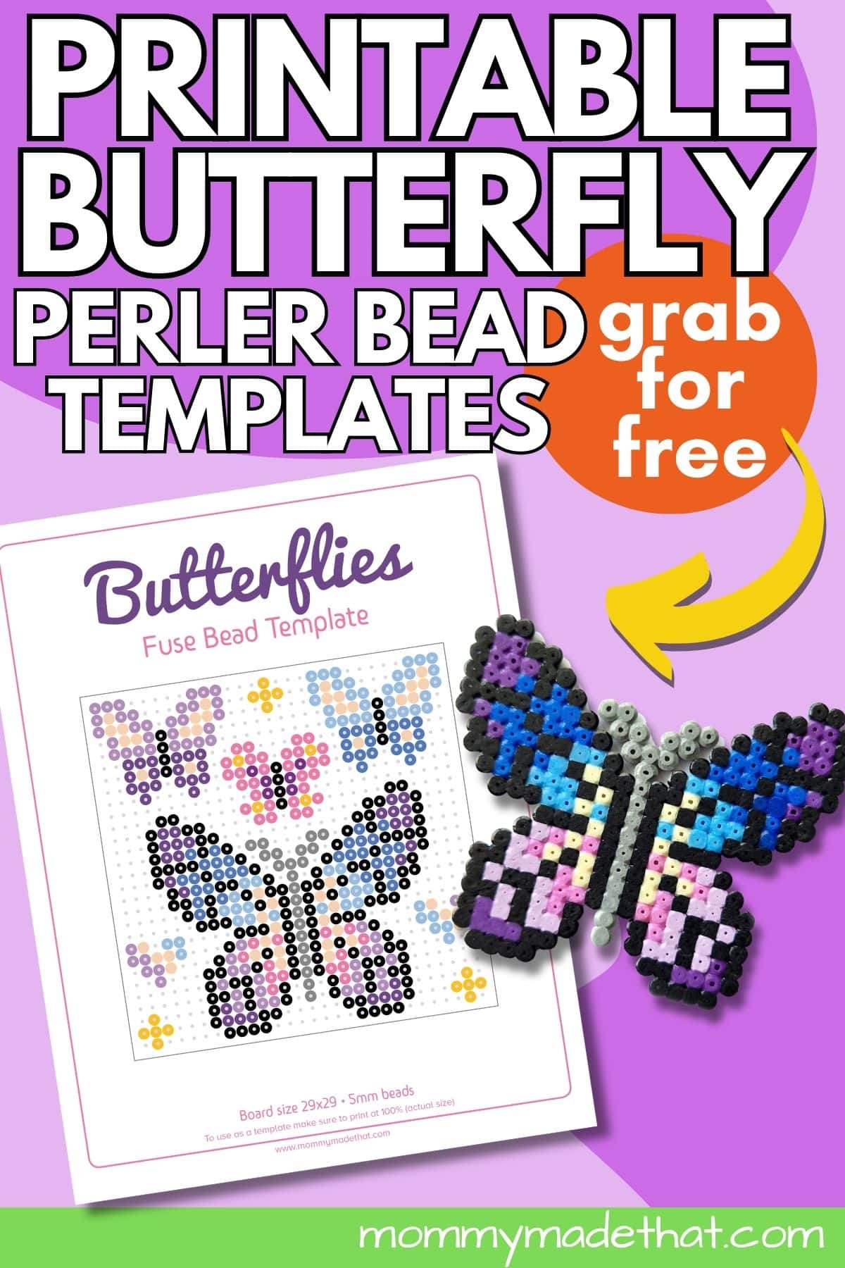 Butterfly Perler Bead Patterns (With Free Printable Template)