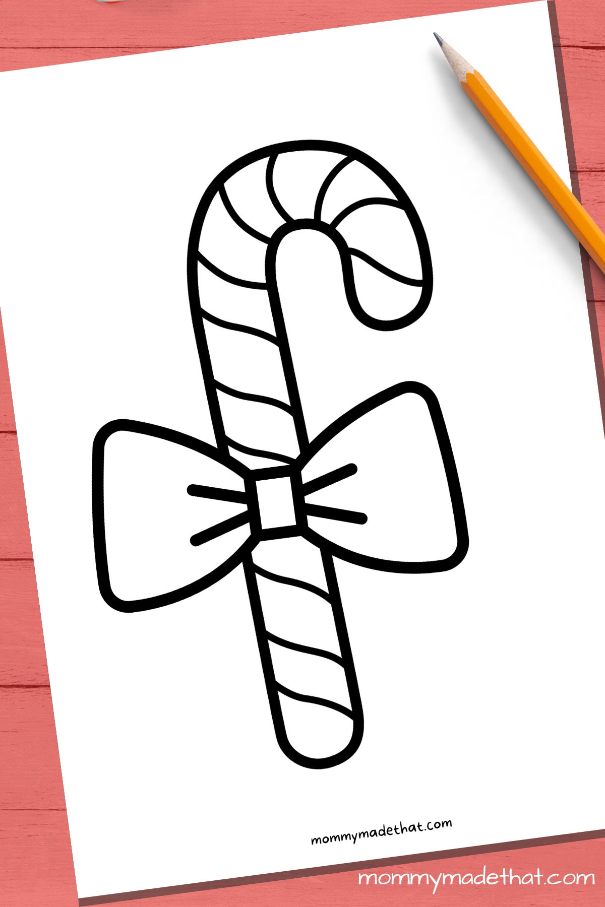 large candy cane template with bow
