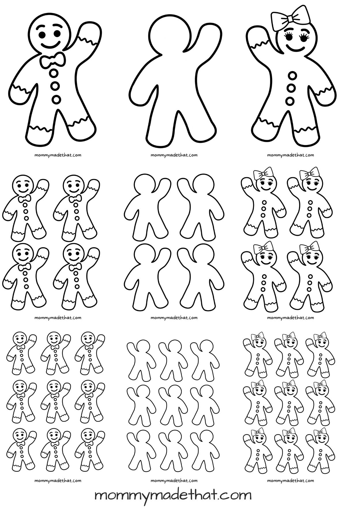 free printable Christmas gingerbread man templates 