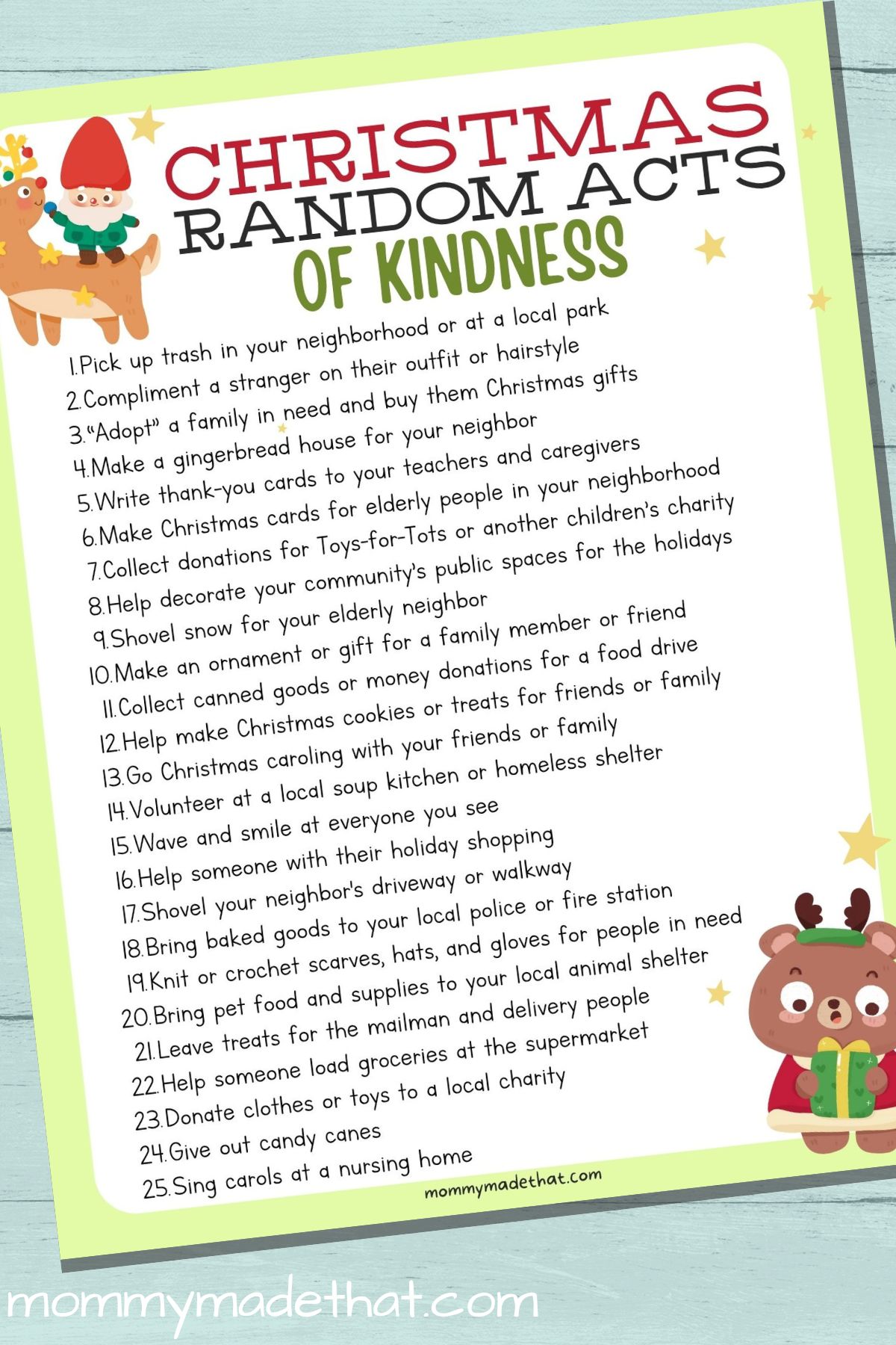 christmas printable: random acts of kindness