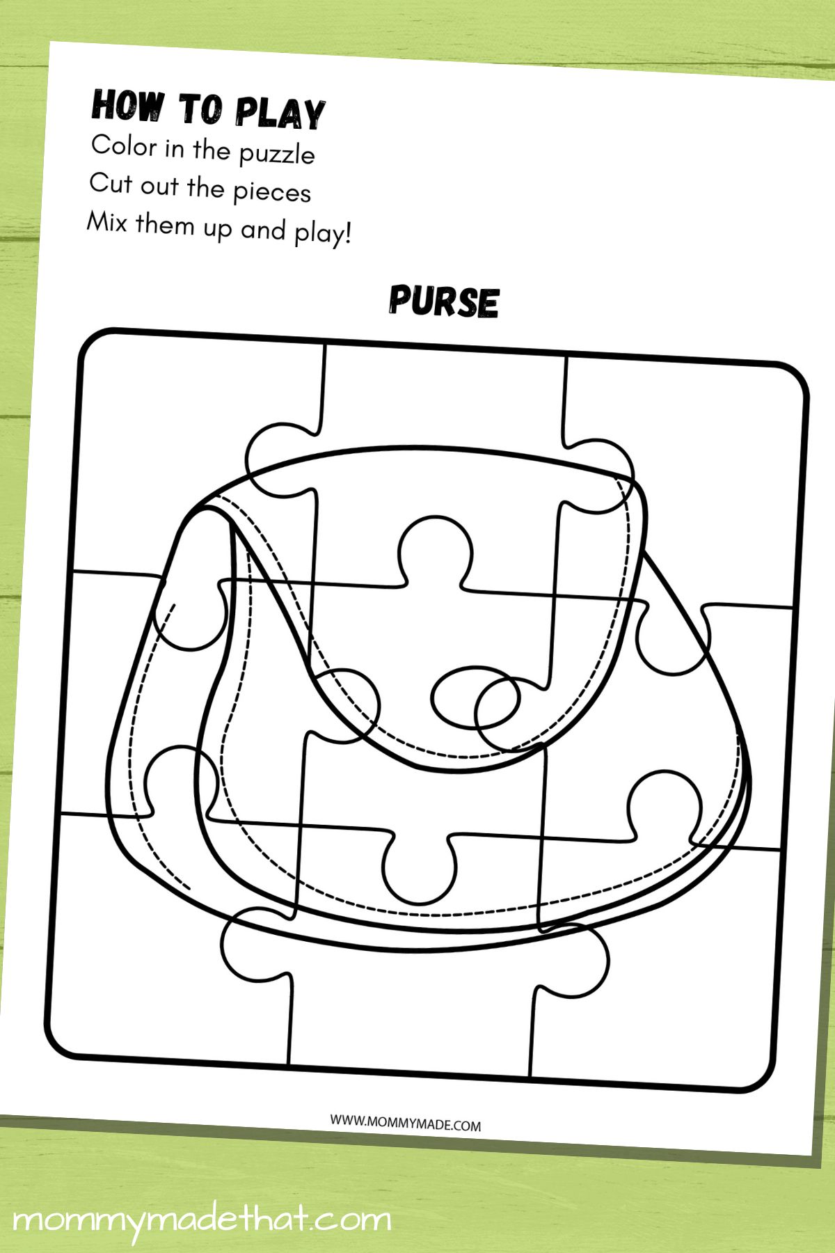 purse coloring puzzle