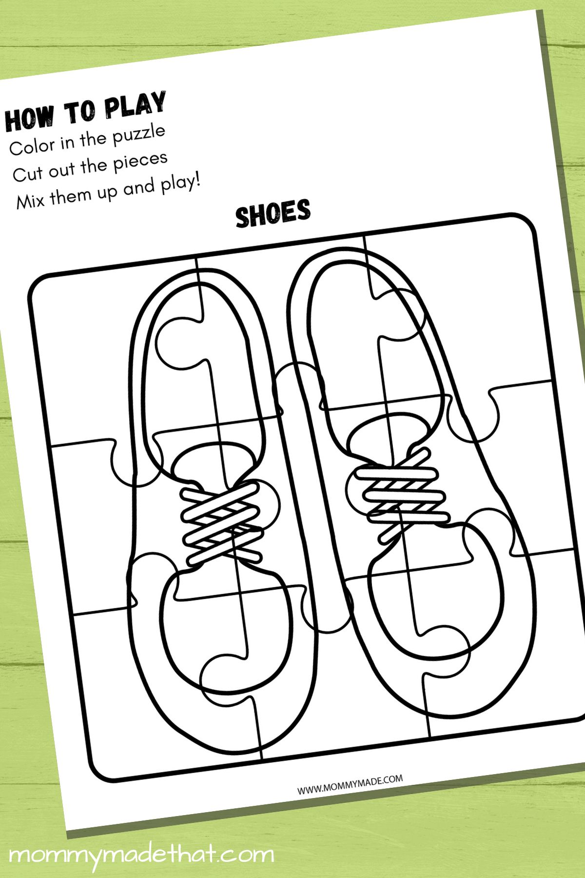 shoes coloring puzzle