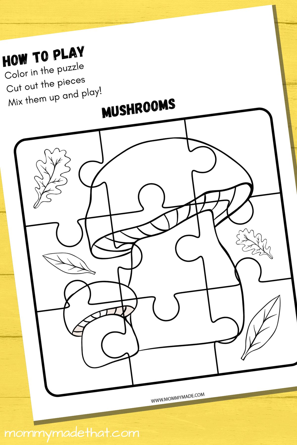 mushroom coloring puzzles