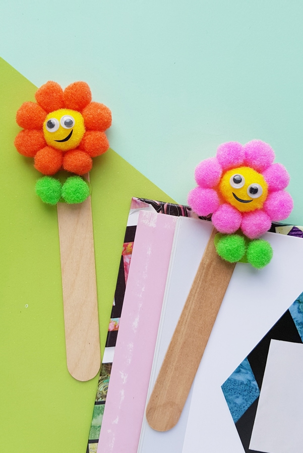 Pom Pom Flower Bookmark Craft