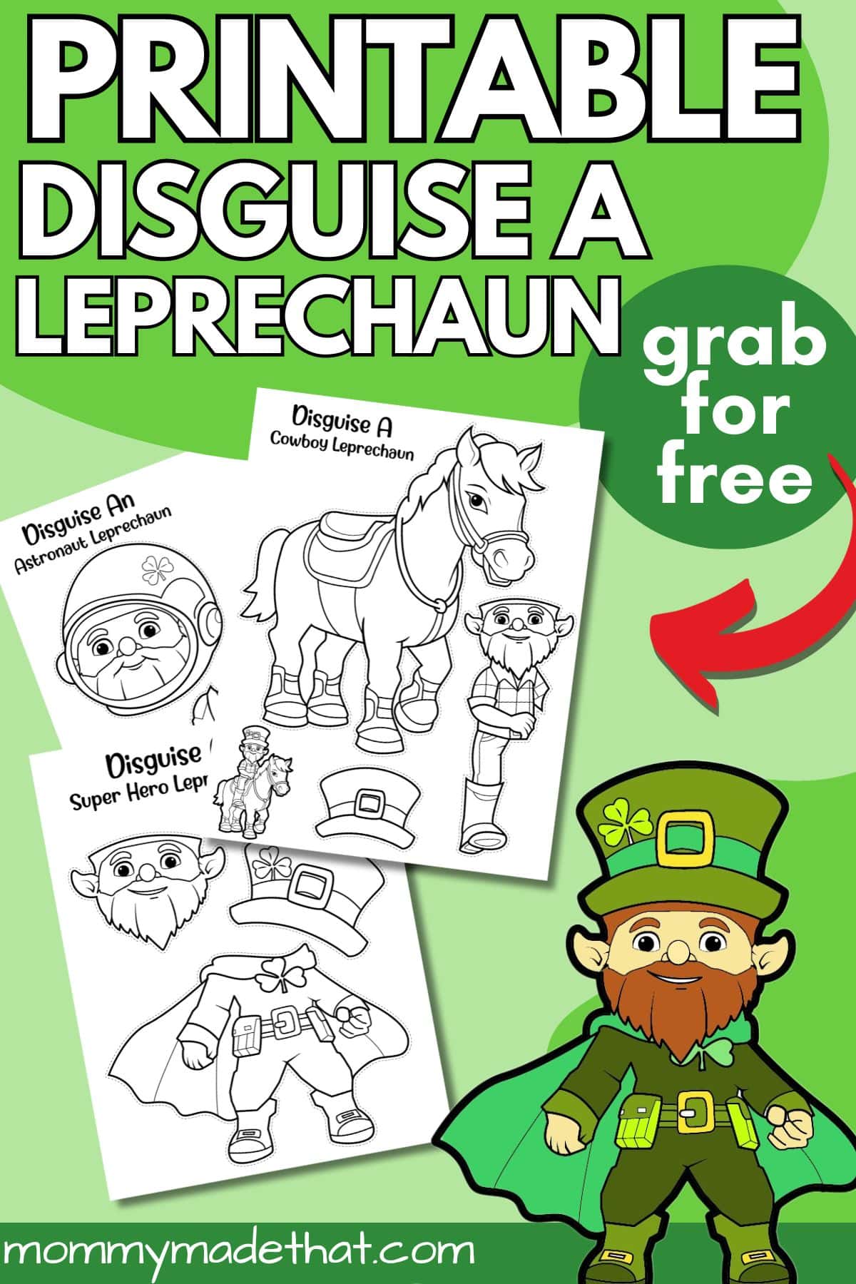 Disguise a leprechaun Craft project. Free printables.