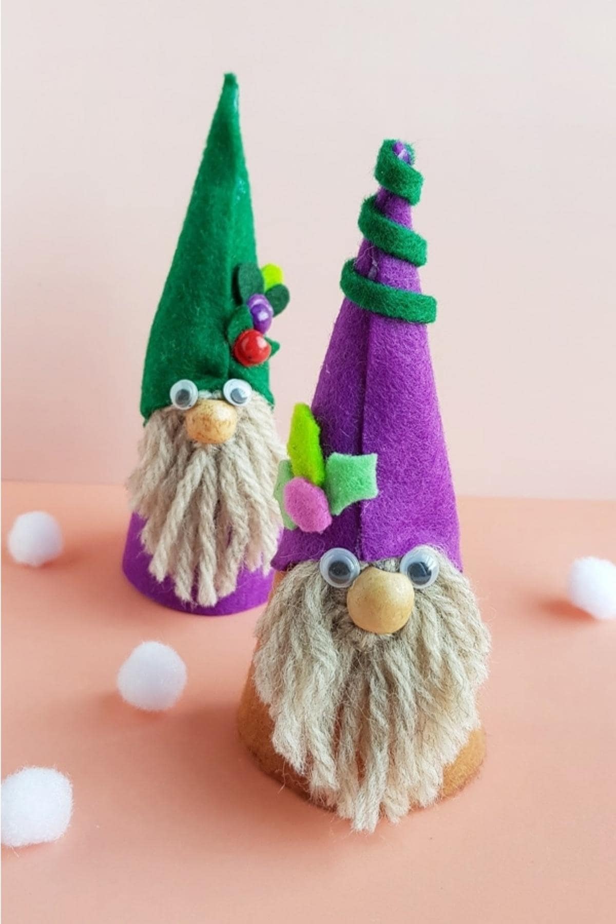 No sew felt gnome ornaments