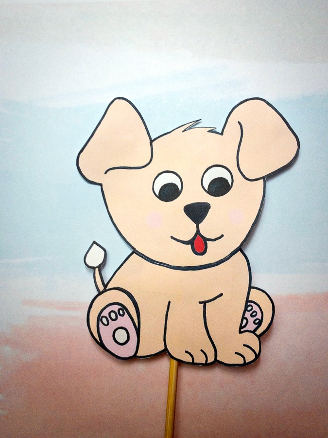 Adorable Dog Puppet Craft with Printable Template