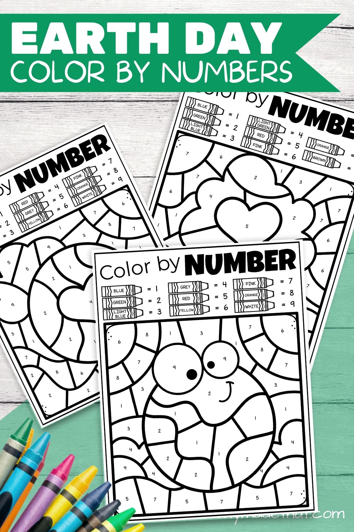 Earth day color by number pages