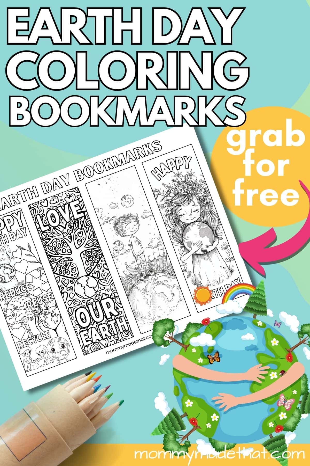Earth day coloring bookmarks.