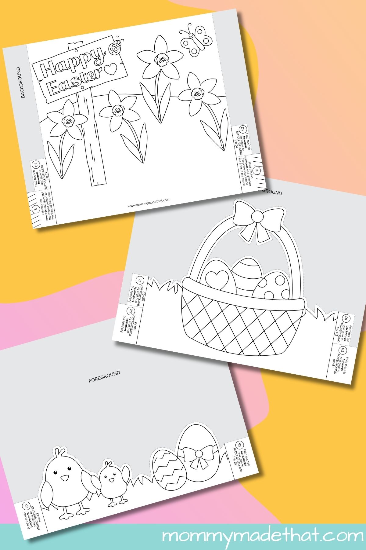 Easter 3D coloring pages.