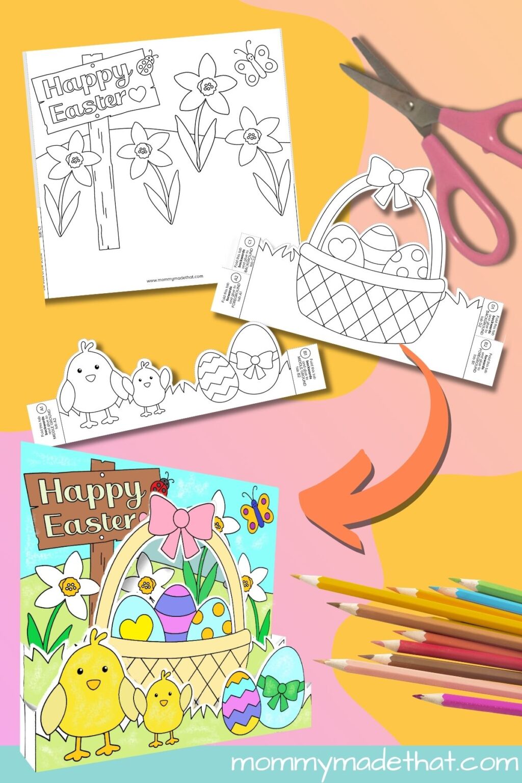 Easter 3D Coloring Pages (Super Cute Diorama)