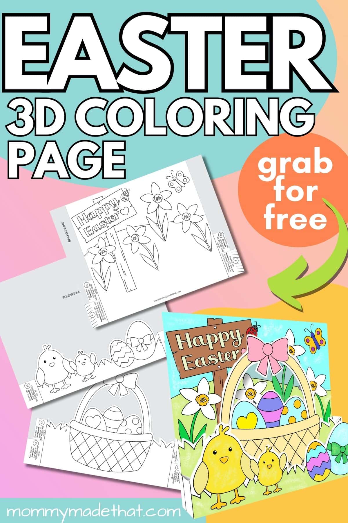 Easter 3D coloring pages.