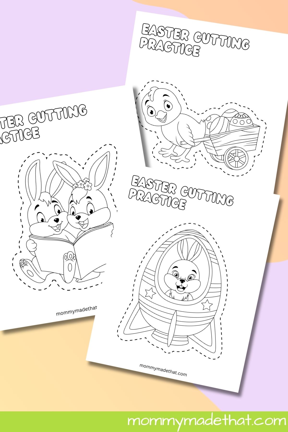 Free printable Easter scissor skills worksheet.