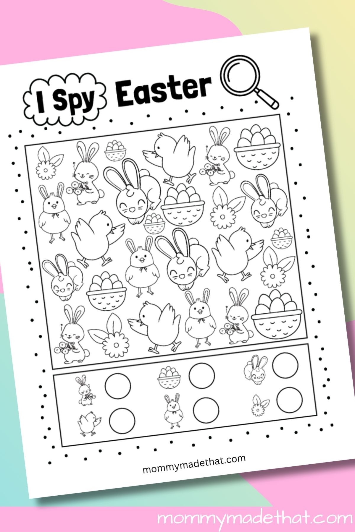 Free printable Easter I spy games.