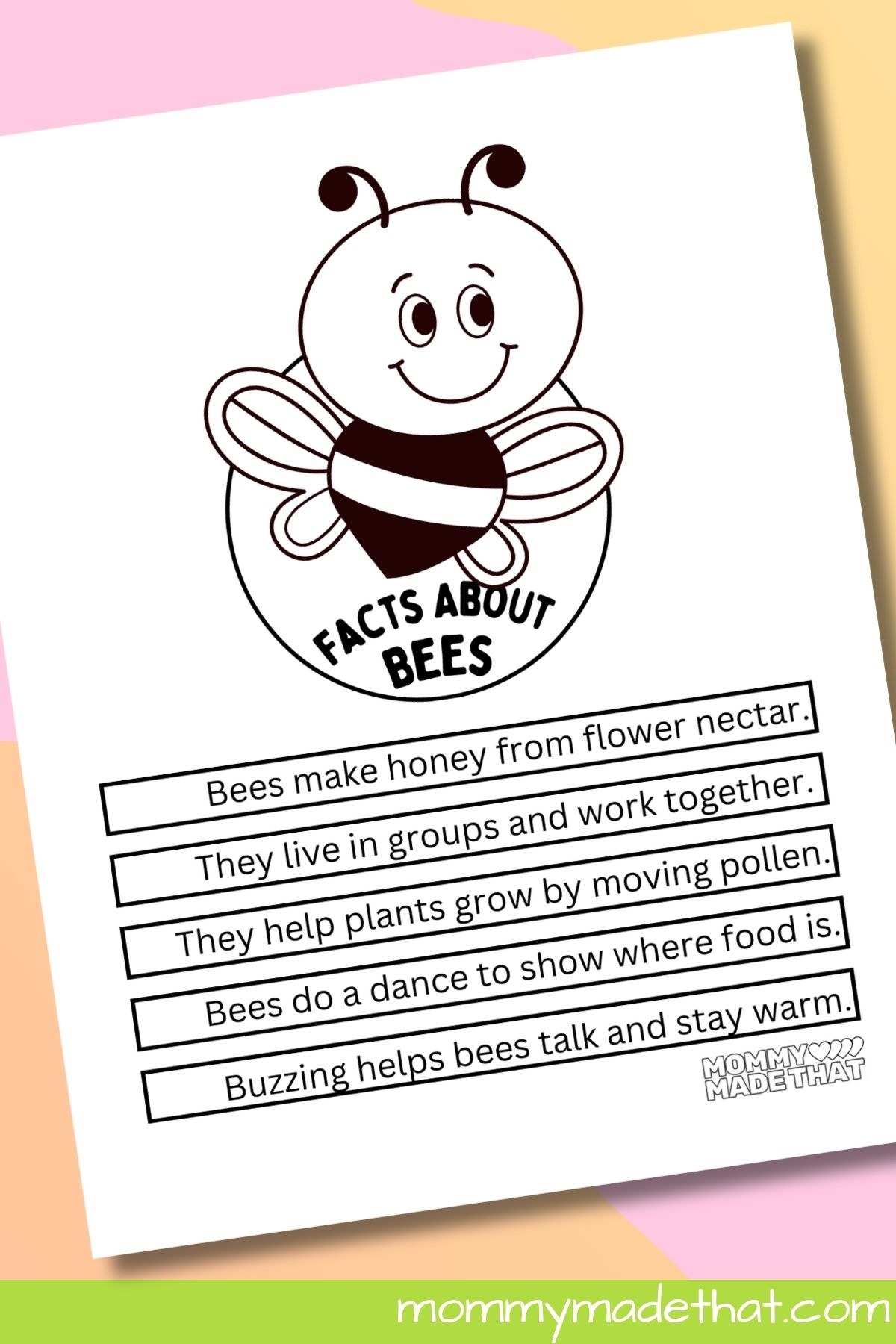 Facts about bees worksheet.