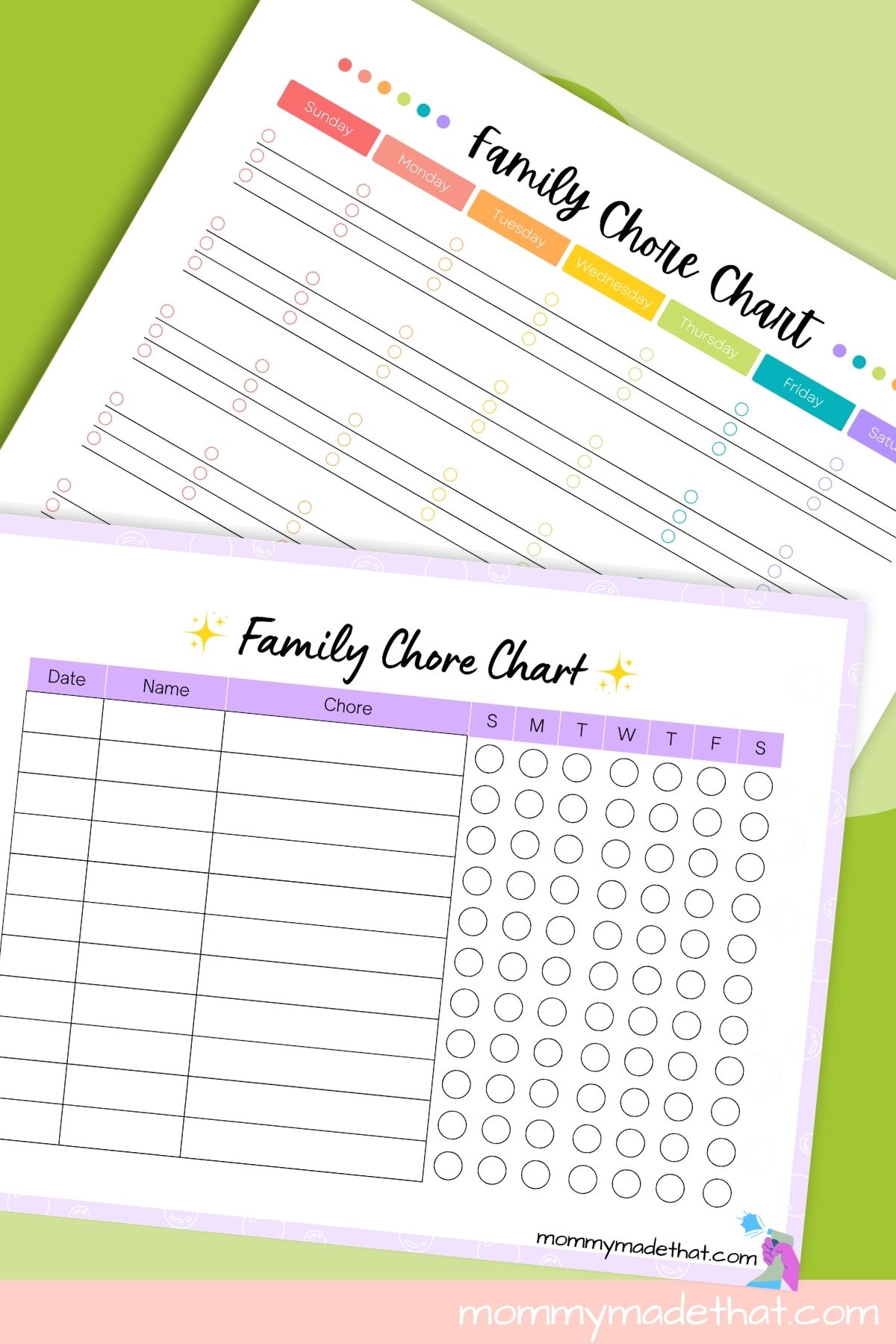 printable family chore chart