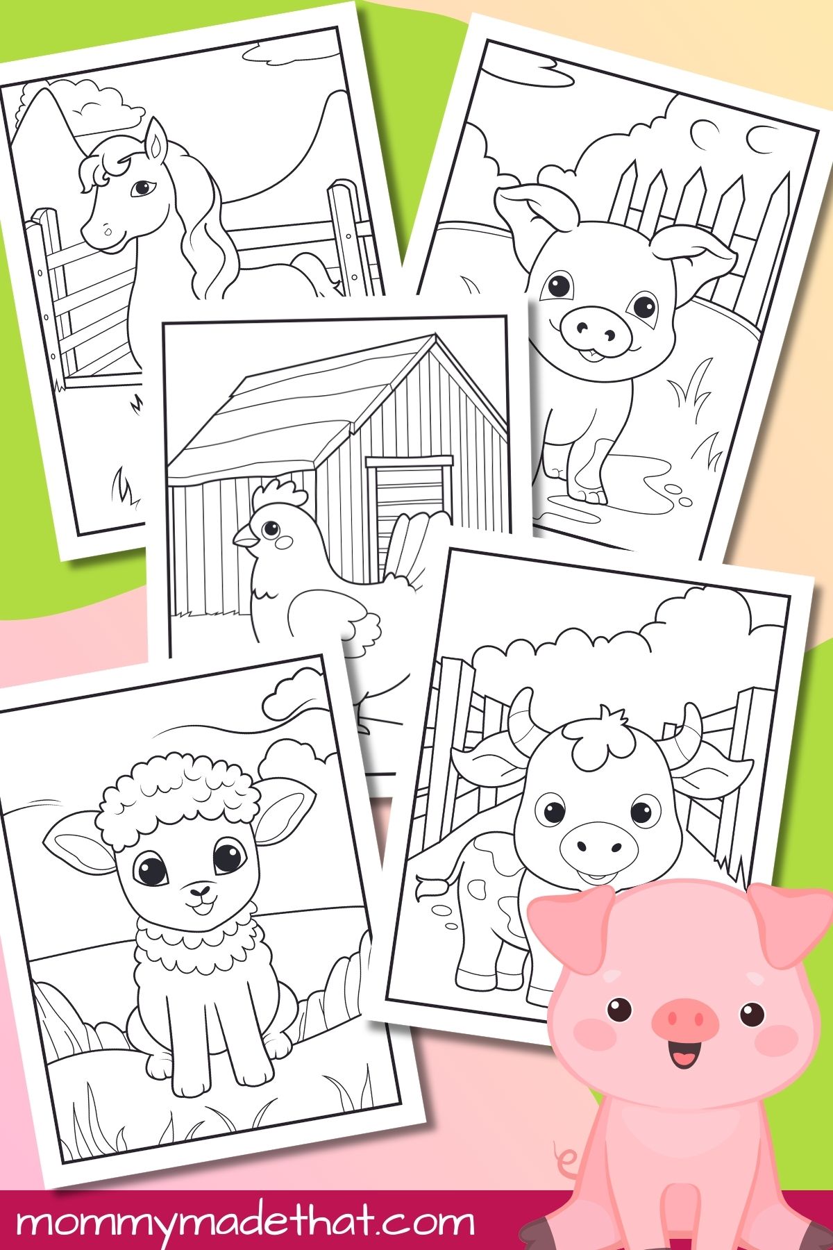 Farm animal coloring pages.