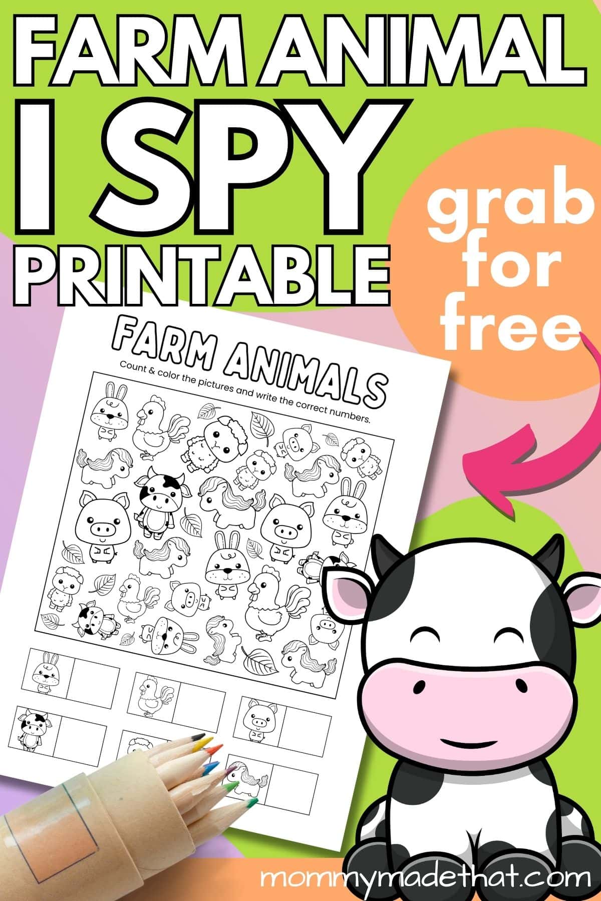 Farm animal i spy printable.
