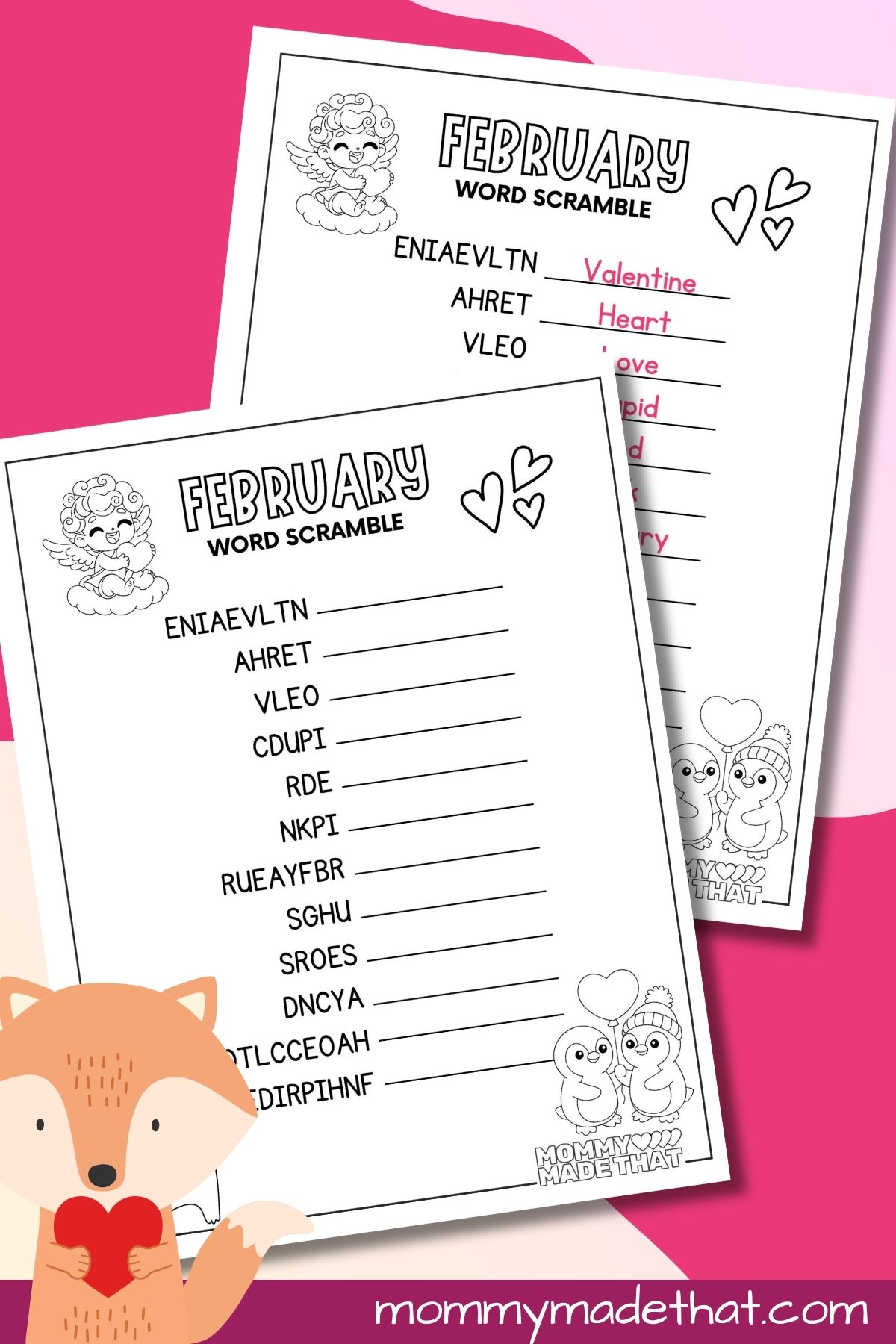 February word scramble.