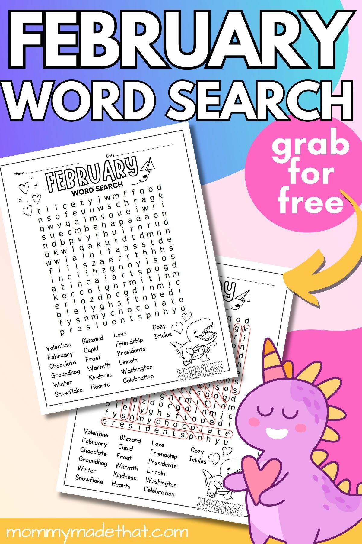 February word search free printable.