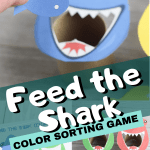 Feed the shark game with text overlay reading feed the shark color sorting game