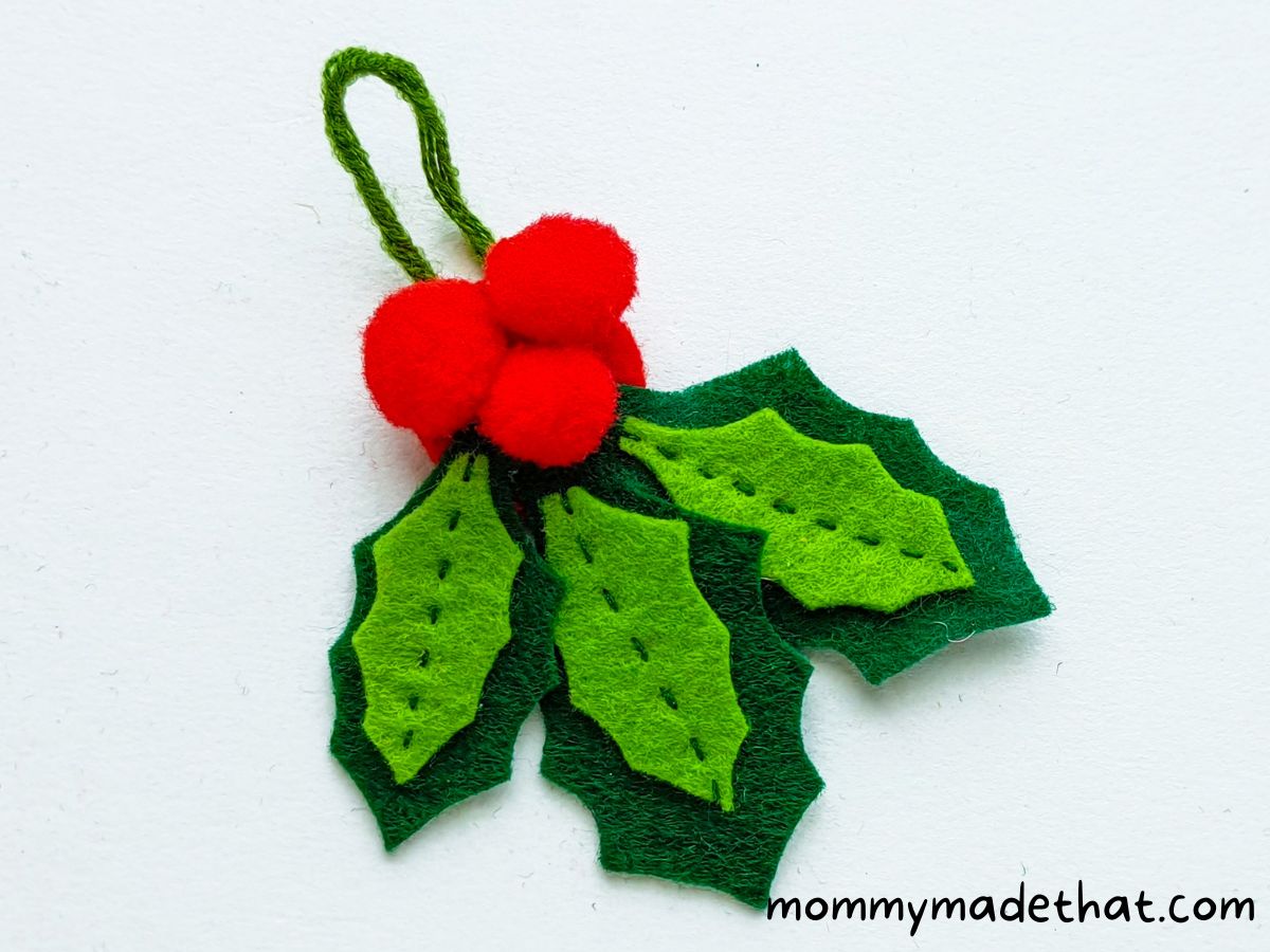 finished holly berry ornament