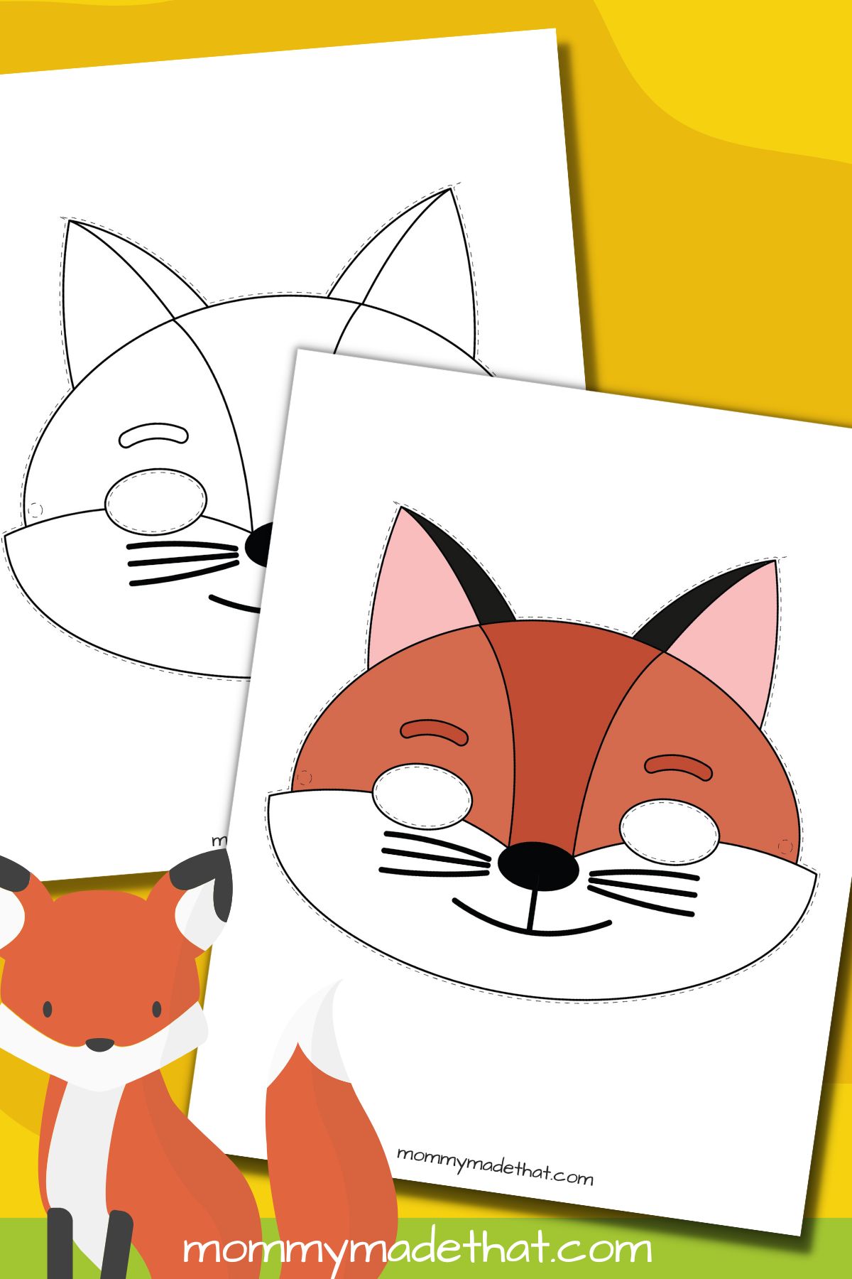 Fox Mask Template DIY No Sew Mask Pattern. Instantly Make a Paper