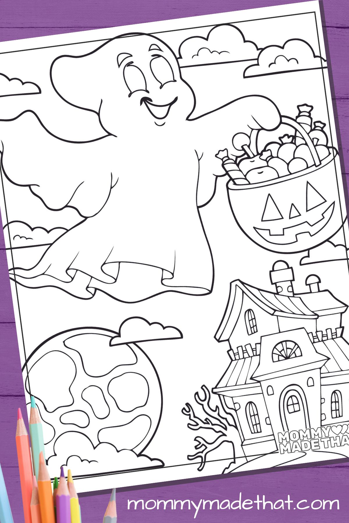 friendly ghost coloring page