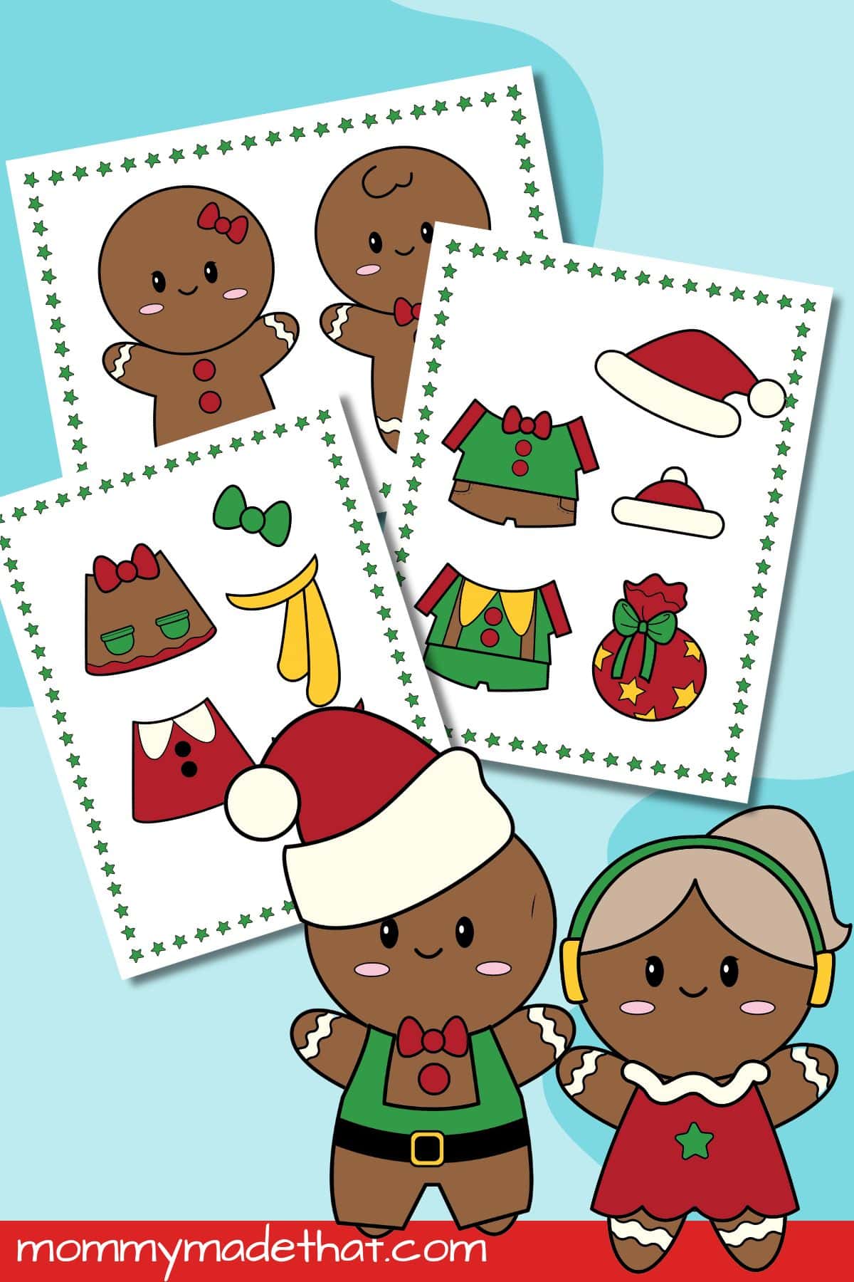 Gingerbread man dress up paper dolls.