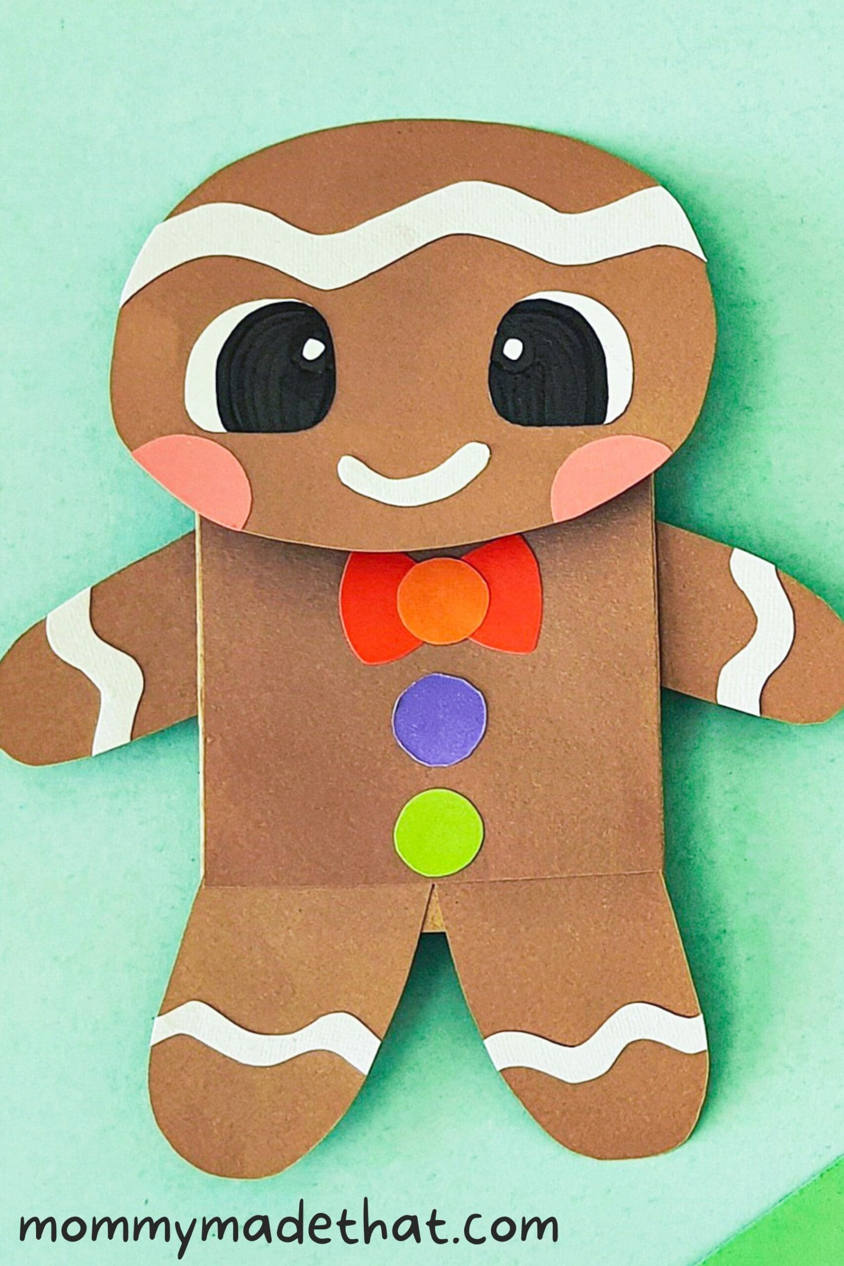 Paper Bag Gingerbread Man Puppet Craft (Free Template)
