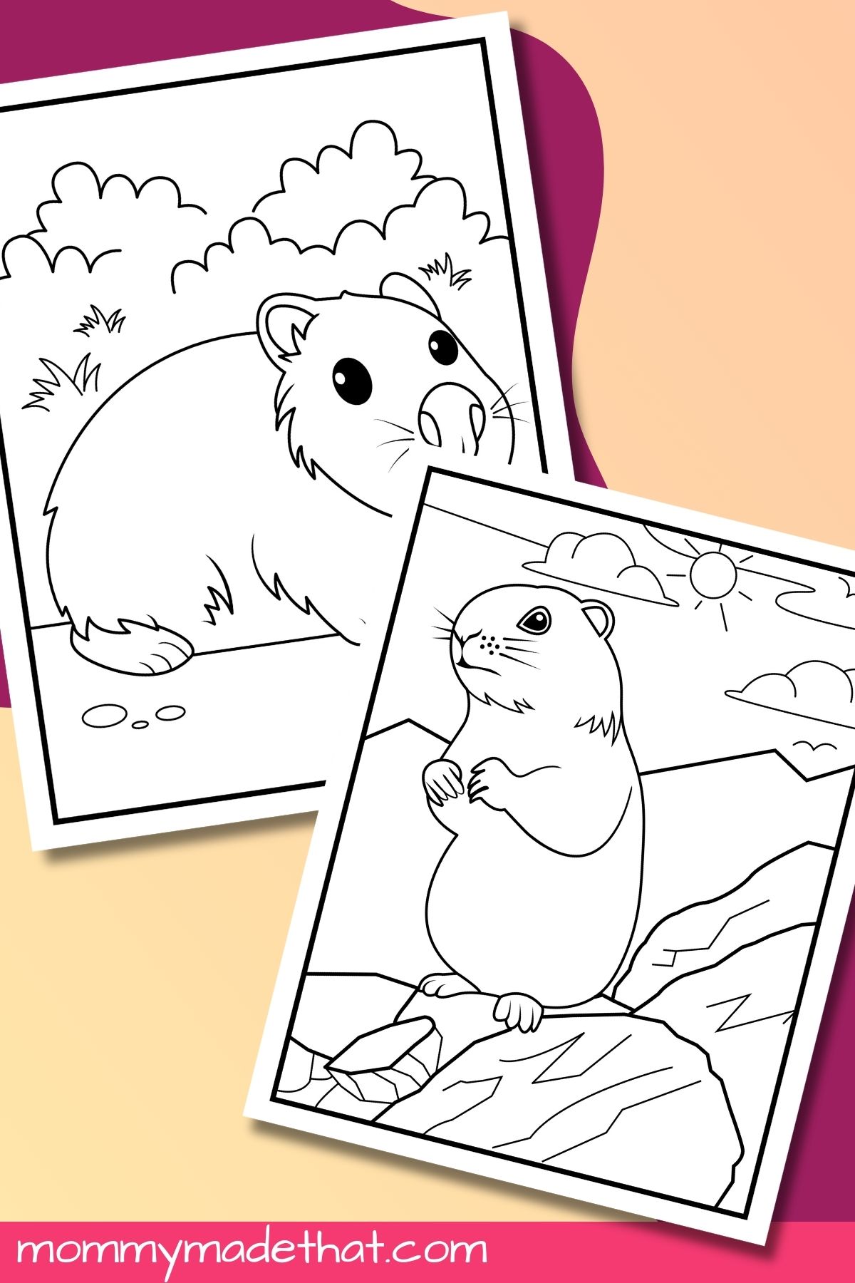 Printable Groundhog day coloring pages.