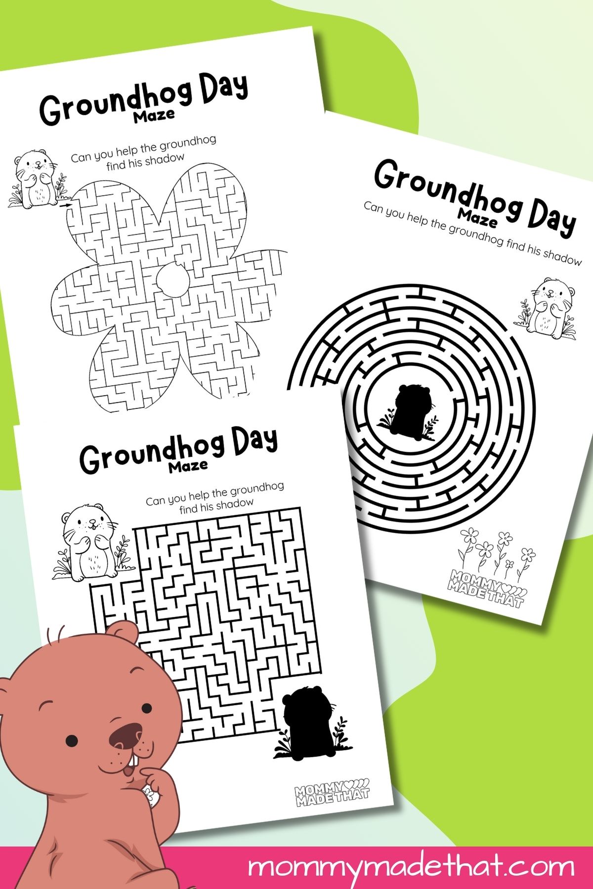 Groundhog day maze printables.