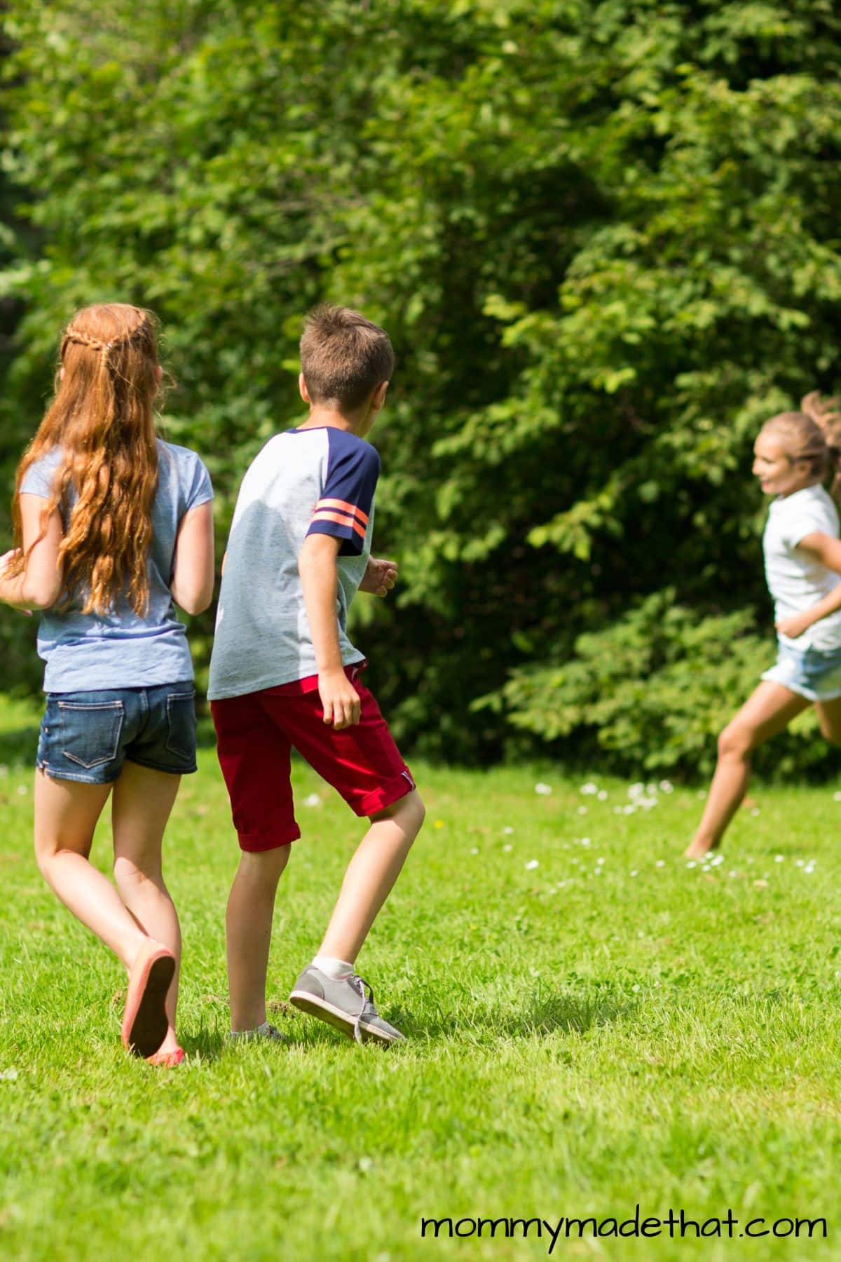 group of kids playing tag