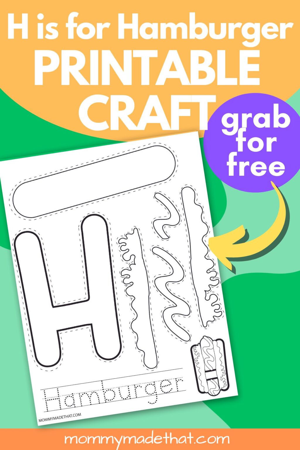 H is for Hamburger Printable Craft