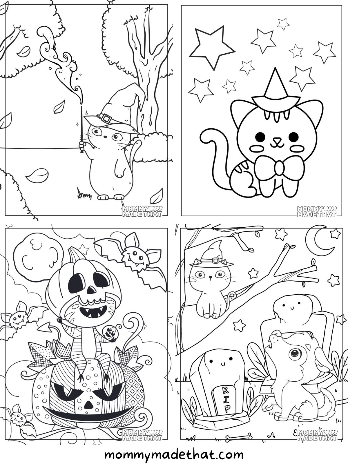 halloween cat coloring page