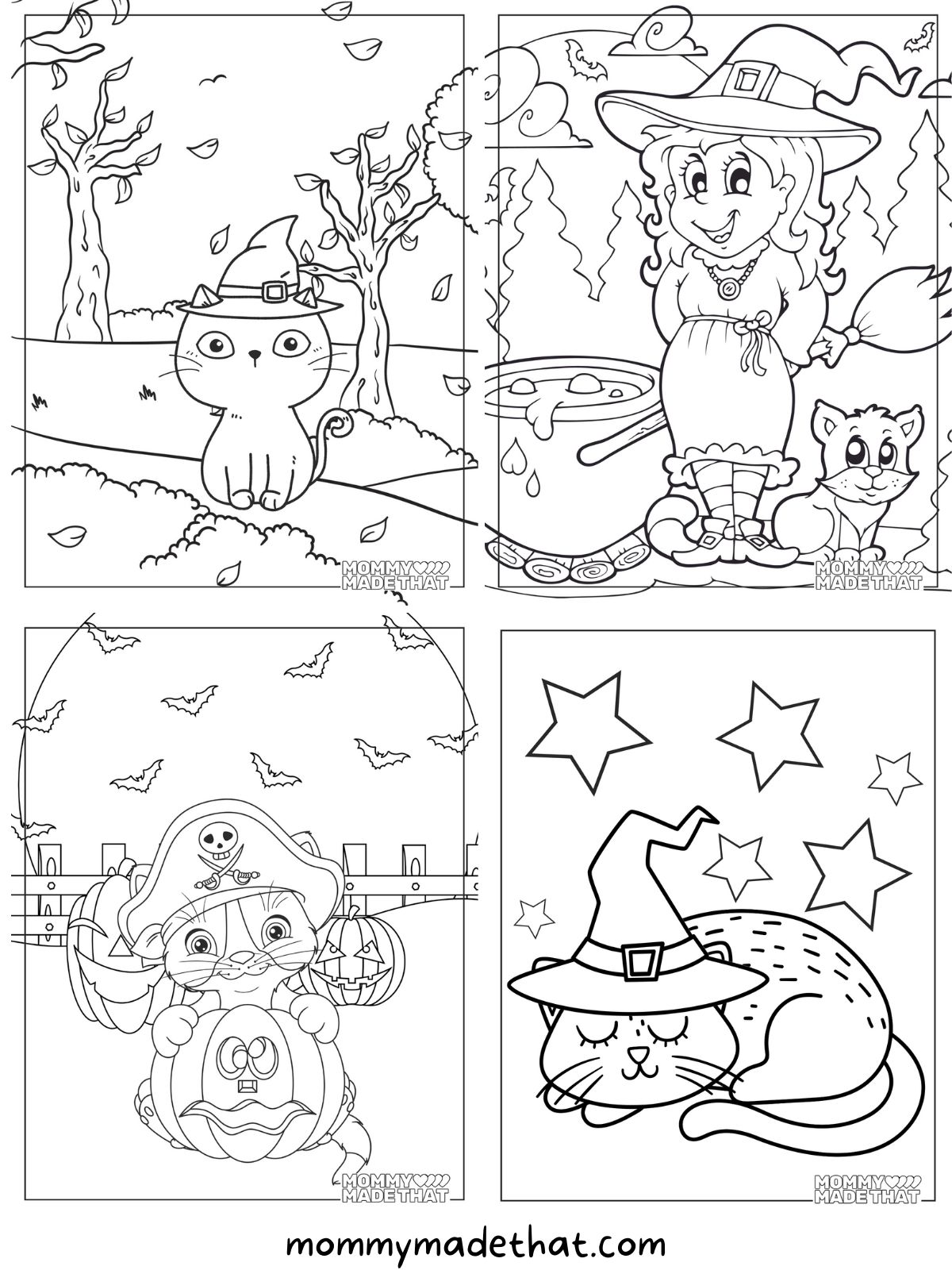 halloween cat coloring pages for kids
