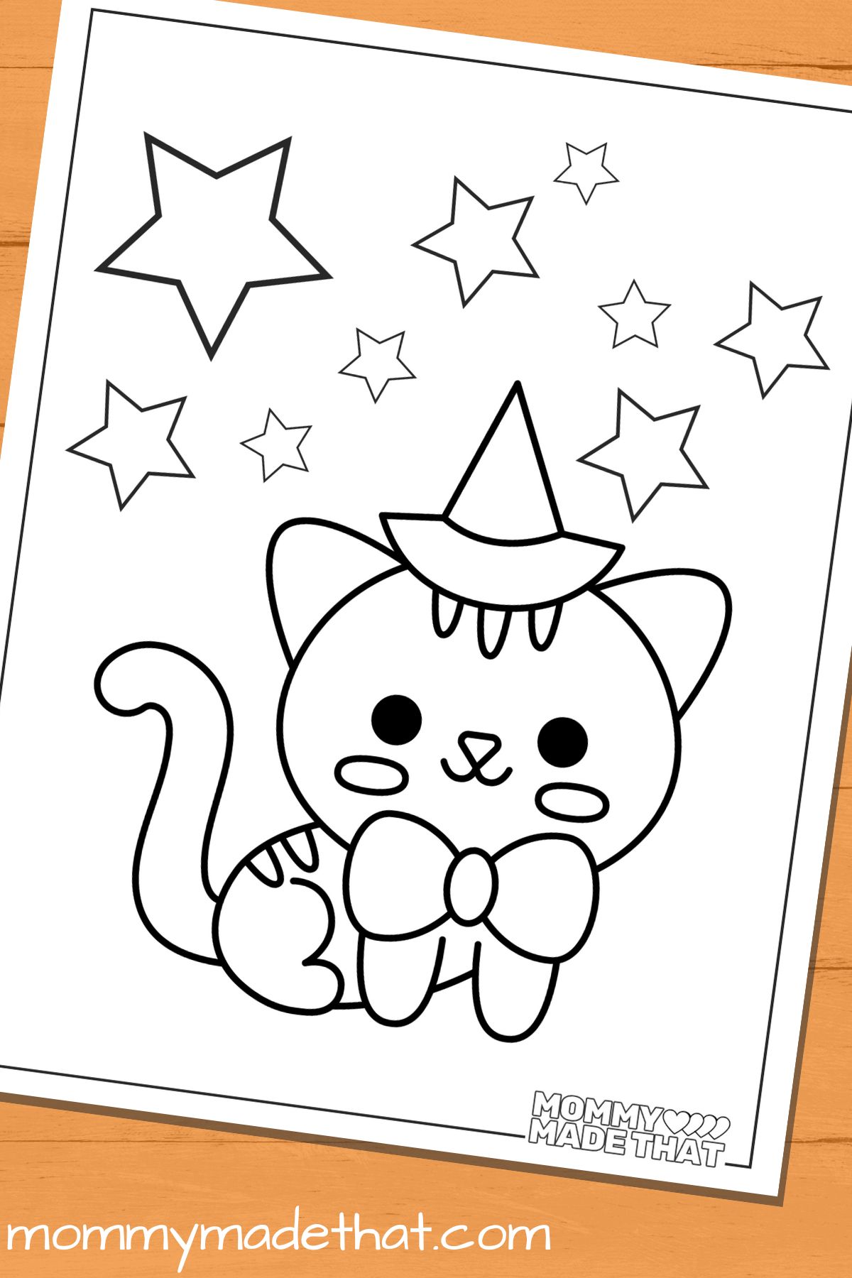 simple halloween cat coloring page for kids