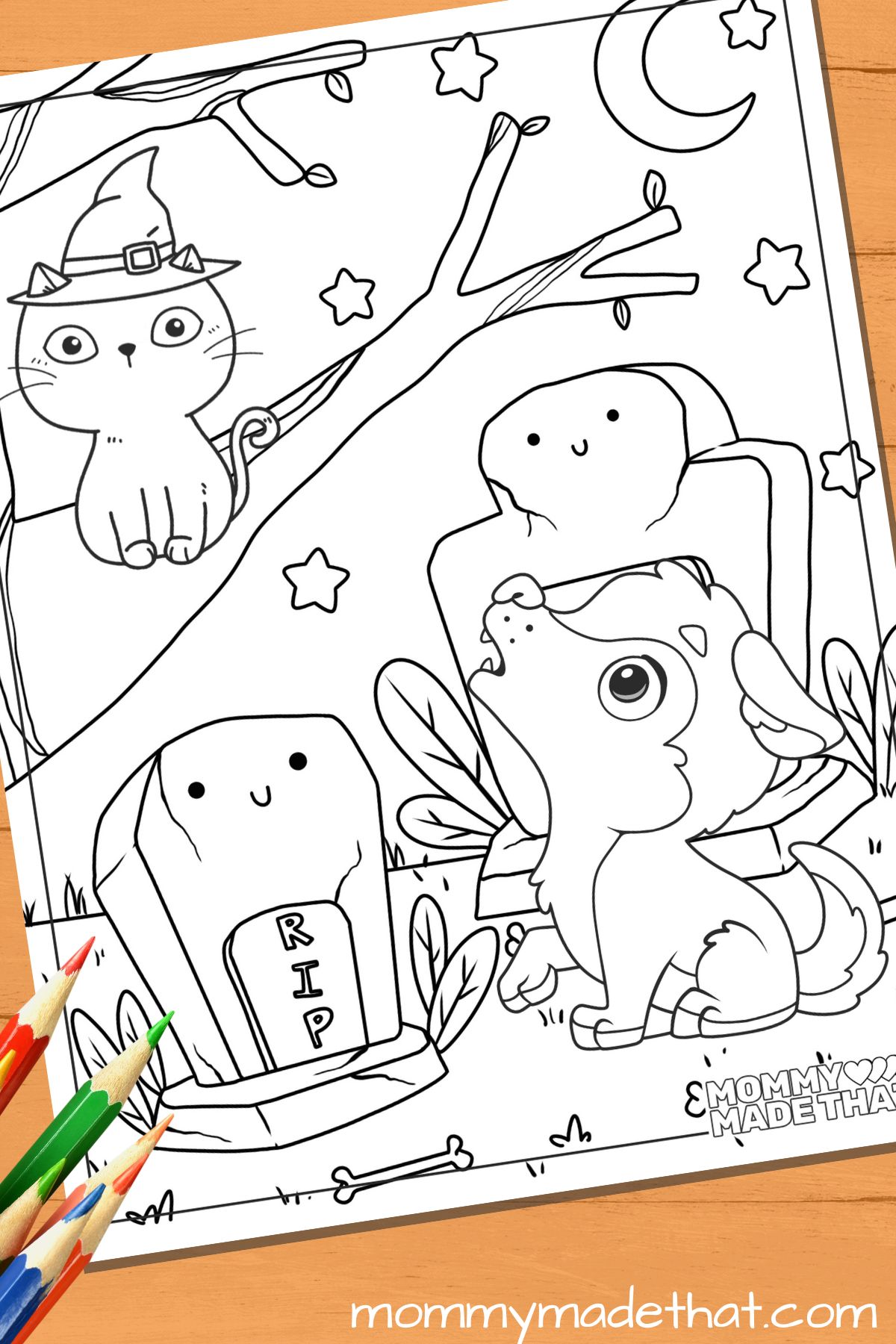 Halloween cat coloring pages