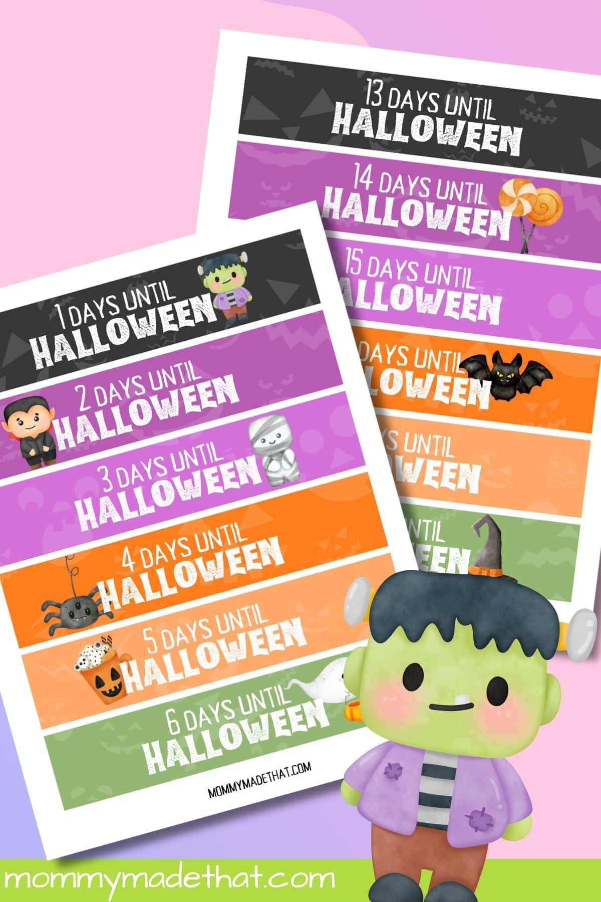 Halloween paper chain countdown printable.