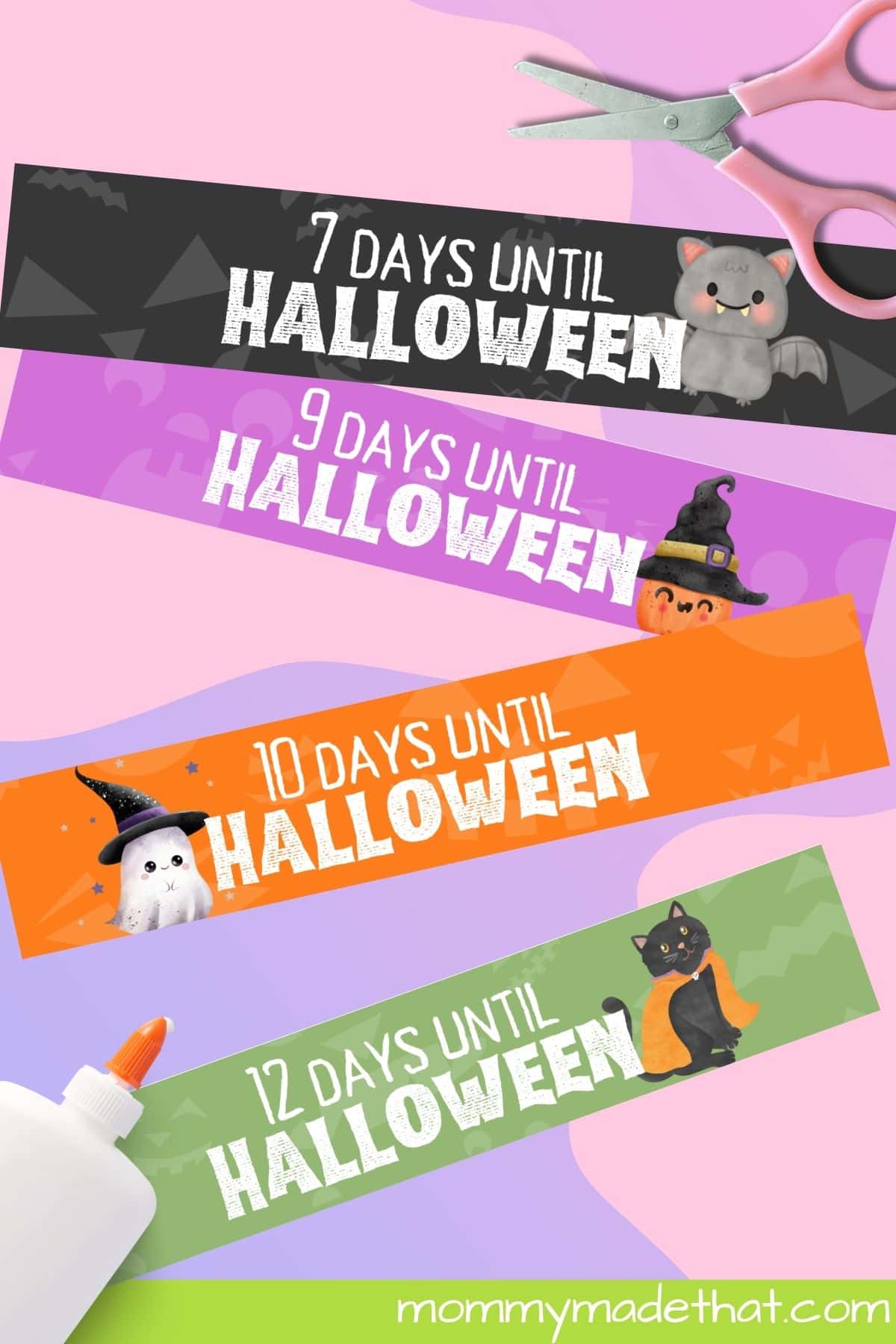 Halloween paper chain countdown printable.