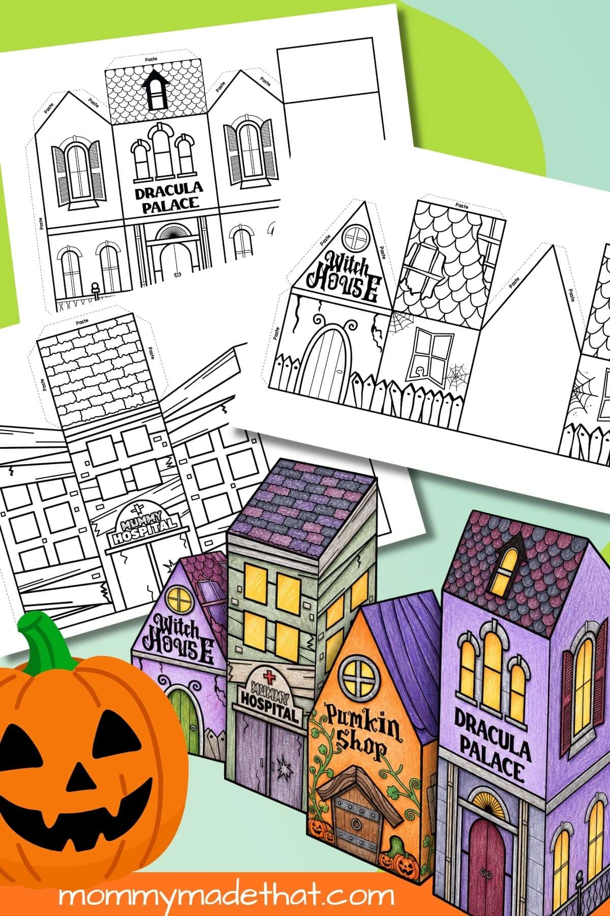 Halloween paper village printable