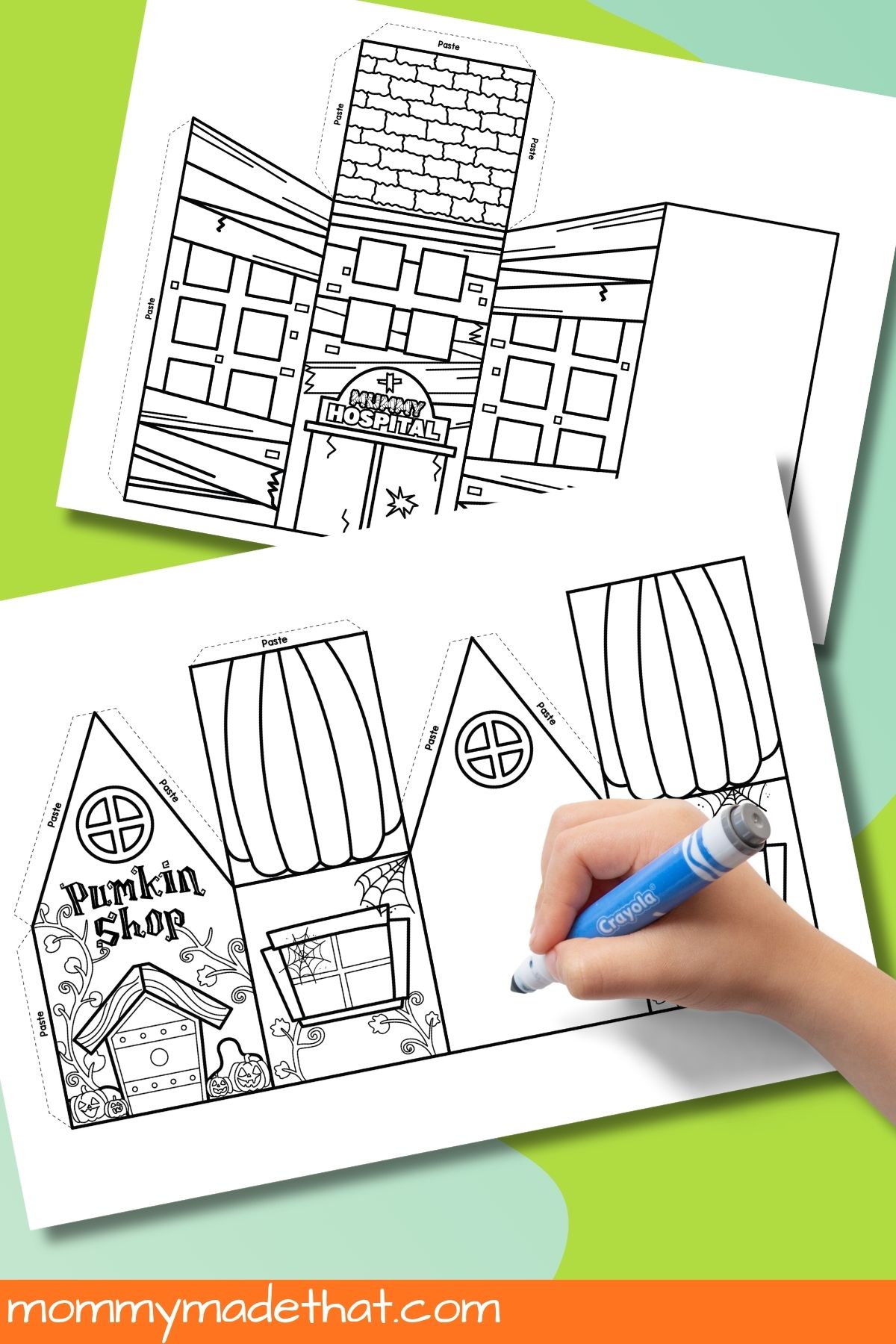 Halloween paper village printable