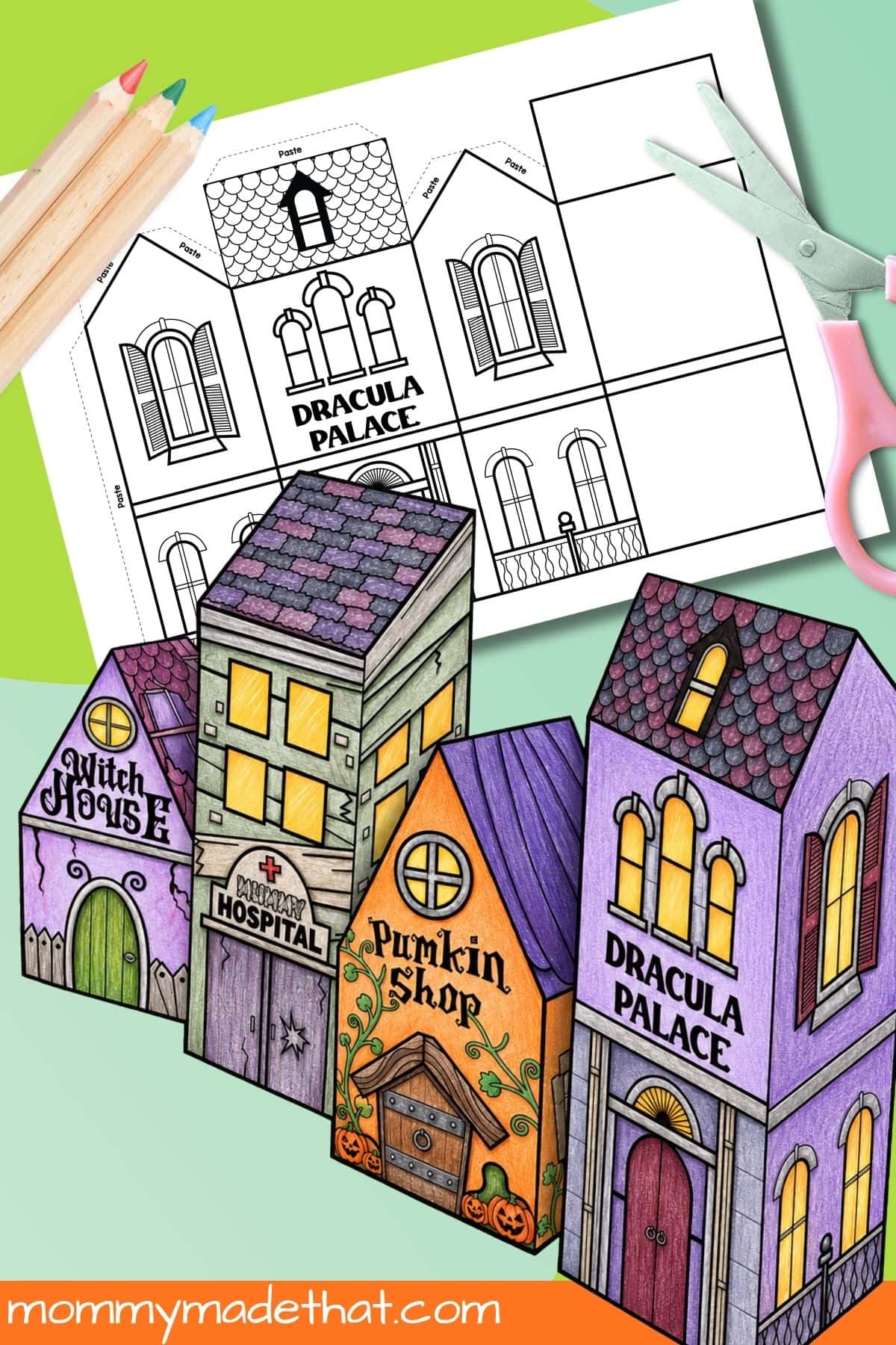 Halloween paper village printable